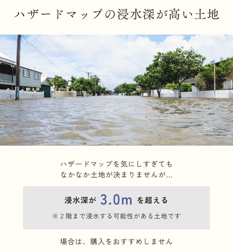 ハザードマップで浸水深が高い土地は要注意！
